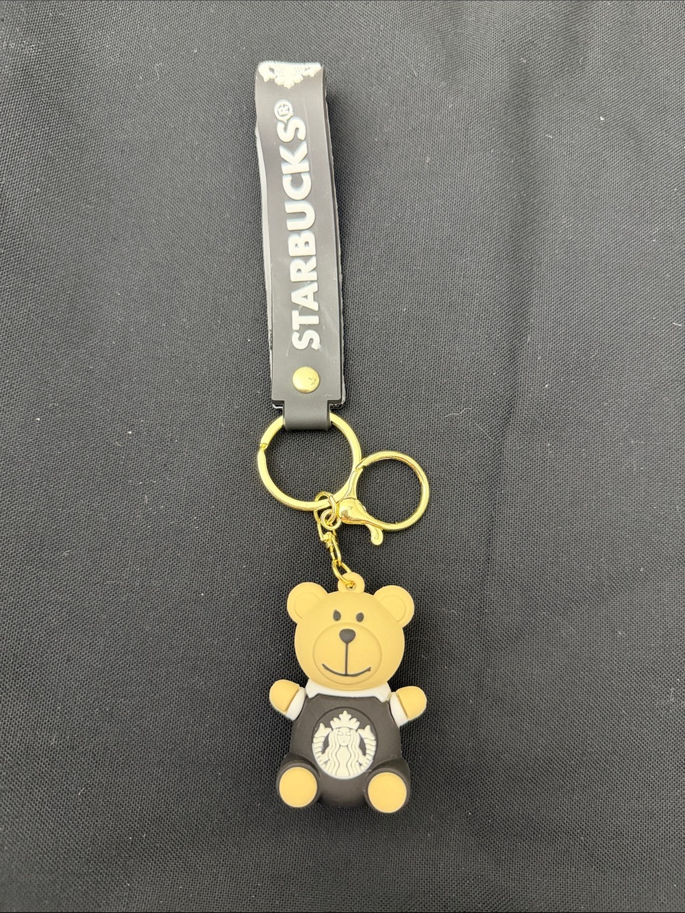 Starbucks Black & Tan Bear Keychain Strap